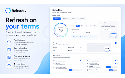 Refreshly — Free Auto Refresh & Page Monitor :: Auto-refresh & monitor any page for keywords, changes & stock. Get instant alerts. Schedule refresh. FREE , NO SIGNUP.