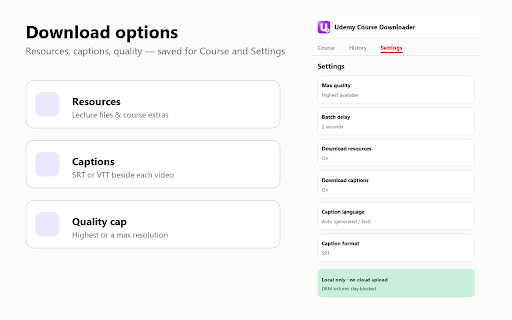 Udemy Course Downloader - Videos & Resources :: Download Udemy course lectures, resources, and captions. Pick quality in the side panel. DRM not supported.