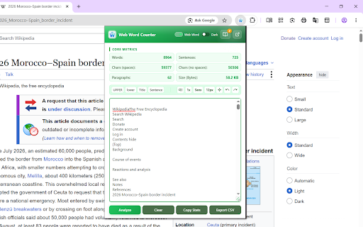 Web Word Counter Premium :: An advanced word and readability counter with writing flow analysis, reading times, and a transparent on-page text selection widget.