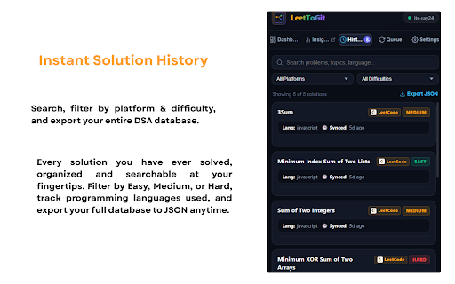 LeetToGit - Multi-Platform Coding to GitHub :: Automatically sync accepted coding solutions from competitive programming platforms directly to your personal GitHub repository.