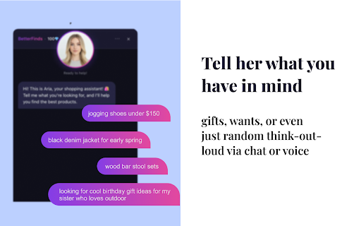 BetterFinds: AI Shopping & Gift Finder :: AI shopping assistant that finds gifts and products through conversation. Get personalized recommendations in seconds.
