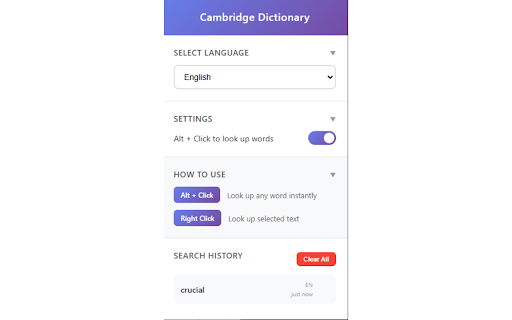 Cambridge Dictionary Lookup :: Look up words on Cambridge Dictionary with Alt+Click or right-click