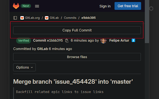 GitLab Commit Grabber :: Adds a button to copy commit information to the clipboard