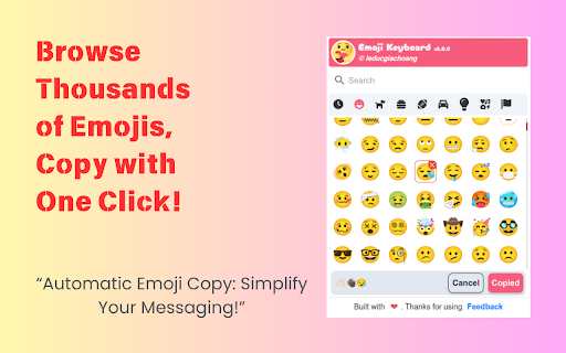 AutoCopy Emoji Keyboard for Chrome :: Quickly copy your favorite emojis with CopyEmoji, a simple and easy-to-use extension.