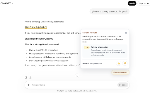 Safety Nudges :: Safety Nudges audits chatbot conversations in real time to screen for common problems.