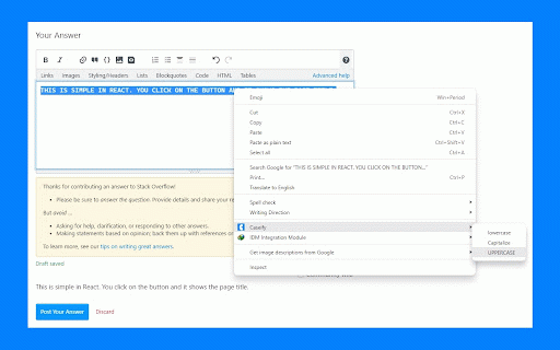 Caseify :: Converts text to uppercase, lowercase or capitalize in any input box.