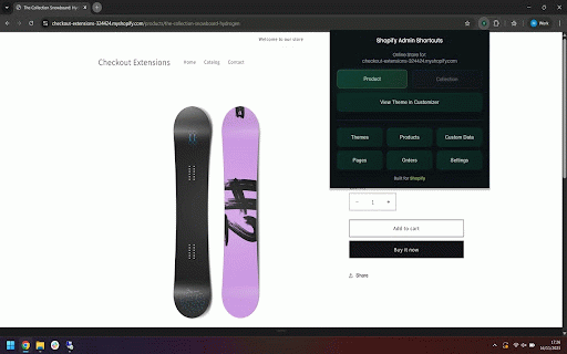 Shopify Admin Shortcuts :: Quickly open Shopify Admin Sections for the store you're currently on. Open Products or Collections you are currently viewing.