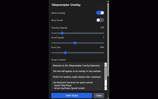 Teleprompter Overlay :: A floating teleprompter overlay for browser-based video meetings