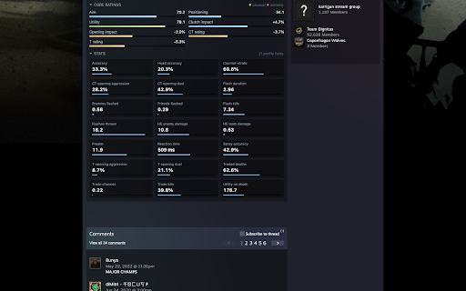 CS2 Profile Stats :: Adds concise CS2 stats powered by Leetify to Steam profile pages.