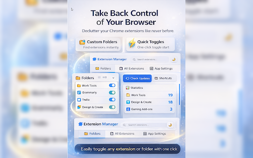 Extension Manager – Organize & Control :: Stop juggling browser extensions. Enable, disable & organize with folders and profiles — the all-in-one Chrome extension manager.