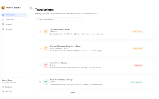 Plain n' Simple :: Translates corporate jargon in LinkedIn job postings into plain English