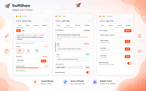 SwiftShare :: Share selected text, typed notes, or files with other SwiftShare users.