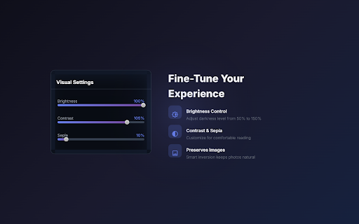 Modern Dark Mode :: Intelligent dark mode with brightness, contrast, schedule, and per-site settings