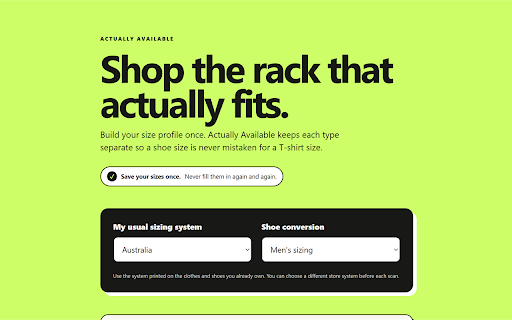 Actually Available :: Hide fashion products that are not actually available in your size.