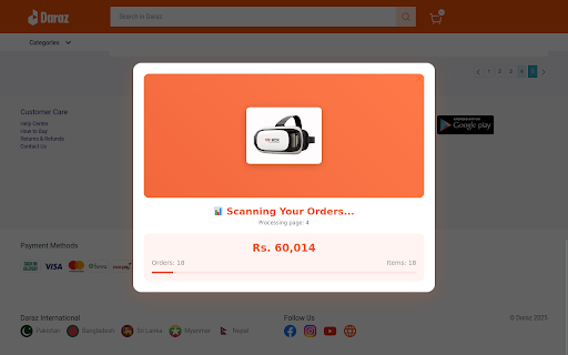 Daraz Spend Lens :: Easily scan your Daraz purchase history and see your total spending in one place. Clear, simple, and stress-free shopping insights.