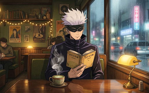 Lofi Sytle Satoru Gojo Live Wallpaper :: Bring Lofi Style Satoru Gojo's limitless sorcerer energy to your browser with a calming live wallpaper on every new tab you open