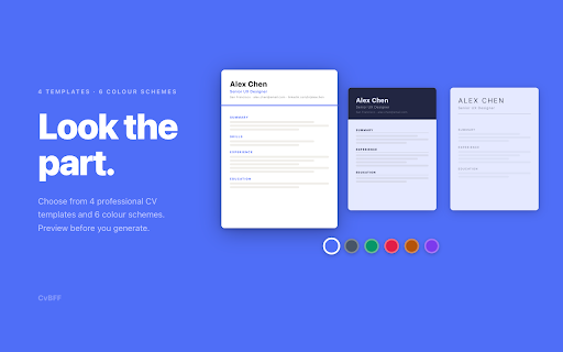 CvBFF — AI Resume & CV Builder :: AI resume & CV builder for job applications. Paste a job posting and get a tailored resume, cover letter, and fit score in seconds.