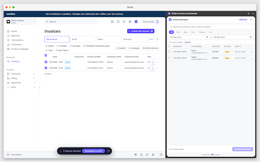 Stripe Invoice Downloader :: Download actual invoice PDFs (not receipts) from the Stripe dashboard.