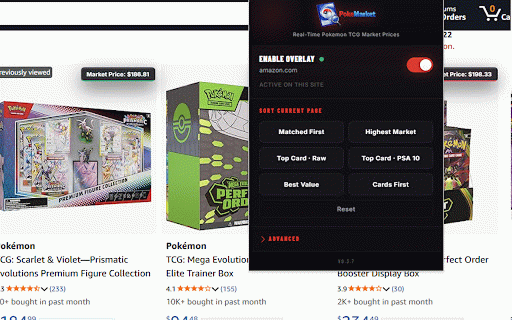 PokeMarkt | Pokemon TCG Live Prices :: Enable on ANY site, and watch market values and top cards for Any Pokemon TCG products while you browse.