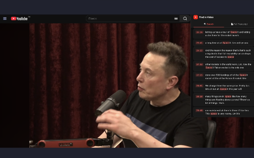Find in Video — Search YouTube :: Search any word or phrase inside YouTube videos and jump to the exact moment. Copy or export the full transcript with timestamps.