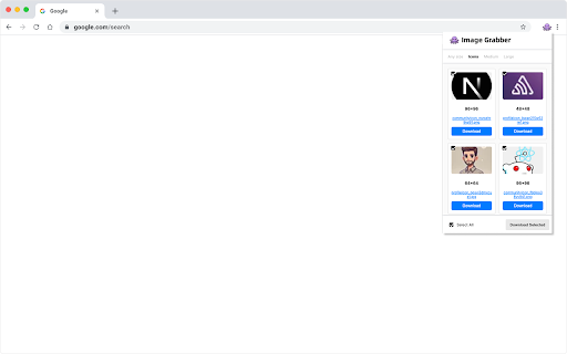 Image Grabber :: Extracts and downloads images from the current web page.