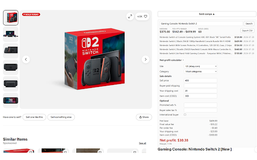 eBay Reseller Toolkit :: Sold-comps, sort-by-sold and a net profit calculator for eBay resellers.