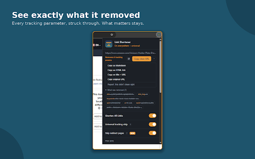 Rather's Link Shortener :: A link shortener that actually shortens links. Strips tracking junk from URLs in place. For clean shareable links.