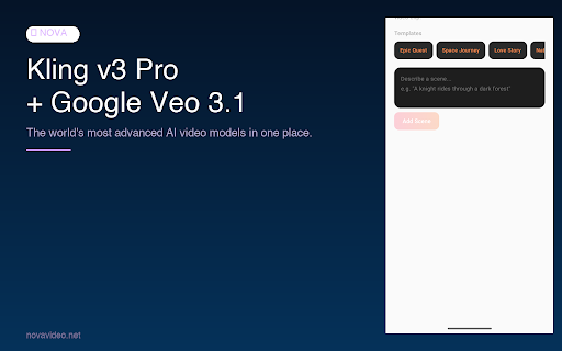 NOVA AI Video Generator :: Generate AI videos from any website. Powered by Kling, Veo 3.1 and more.