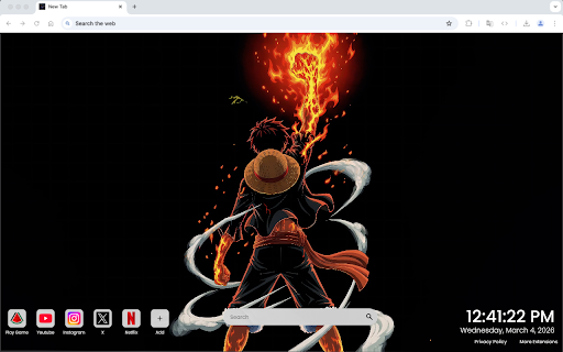 Monkey D Luffy Fire Fist Dark Anime Live Wallpaper :: One of the most powerful anime live wallpapers for Chrome – featuring Monkey D. Luffy with a fiery dark aura.