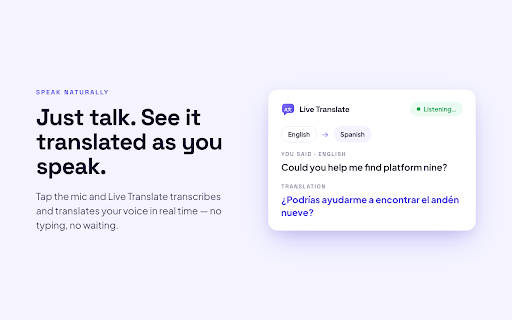 Live Translate — Real-Time Translator :: Translate your voice in real time across 25+ languages, right in your browser. Private, instant, and completely free.