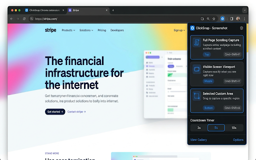ClickSnap - Full-Page Screenshot & Annotation Studio :: Capture visible screen, full webpage, or custom area with professional stitching, annotations, blur, framing, and instant export.