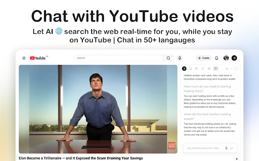 YouTube Video Summarizer & Transcript | AI Chat :: Summarize YouTube videos with AI. Get transcripts, timestamped outlines, actionable to-dos and AI chat, all without leaving YouTube.