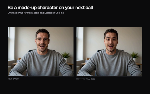 Facecam: AI Virtual Camera & Voice Changer for Meet, Zoom, Discord :: Live AI filter, face swap, voice changer and soundboard for Meet, Zoom and Discord in Chrome. Free voices and VTuber. No GPU needed.