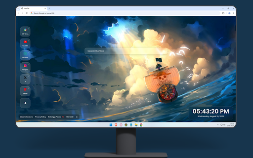 The Thousand Sunny One Piece Live Wallpaper :: The Thousand Sunny sailing the ocean under a dramatic, sunlit cloudy sky surrounded by seagulls.