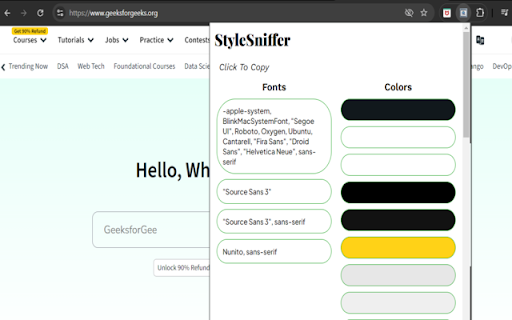 StyleSniffer :: A Chrome extension to extract font families and colors used in the current website.