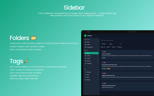 ChatGPT chat Organiser: ChatGPT Folders - Folderly chat :: Folderly chat - Organize your ChatGPT chats into folders for easy access and management.