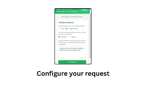 SpreadSheasy: Excel & Google Sheets AI Formula Generator :: Generate, convert & explain Excel & Google Sheets formulas from plain text. Your free AI formula writer & assistant
