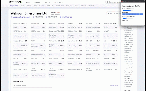 Screener Layout Modifier :: Modifies Screener grid layout and company profile width