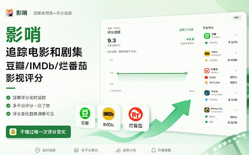 影哨-流媒体预告+豆瓣评分追踪,追踪电影和剧集豆瓣/IMDb/烂番茄影视评分 :: 豆瓣评分趋势分析,追踪电影和剧集的流媒体预告及豆瓣、IMDb、烂番茄、Metacritic影视评分。