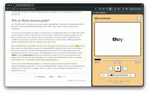 Read muchfaster! :: Speed reading tool that displays text one word at a time using RSVP technique to help you focus and read faster.