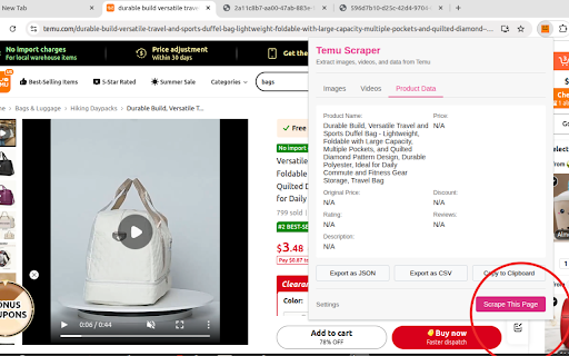 Temari: Temu Image and Video Scraper :: Extract images, videos, and product data from Temu product listings for research purposes