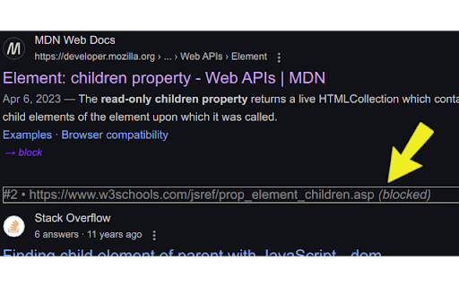 Blocklist :: Blocks some domains in Search Results