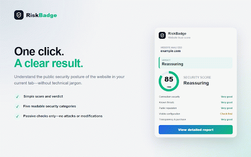 RiskBadge - Website Security Score :: Instantly check a website's public security score.