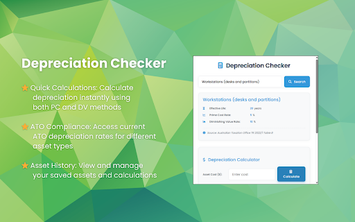 Depreciation Checker :: Check ATO depreciation rates and calculate depreciation using PC and DV methods