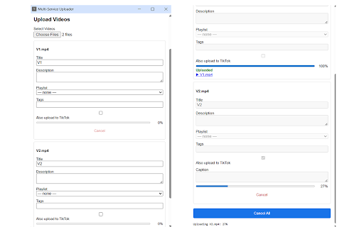 Uploader Extension :: Quickly upload videos to YouTube with metadata or silent-mode; 48h trial; free-user whitelist; licensing check.