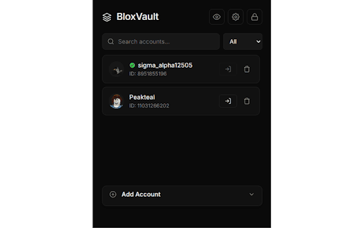 BloxVault :: Securely manage and switch between Roblox accounts with AES encryption.