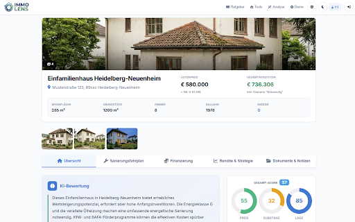 ImmoLens – Immobilien-Analyse :: Analysiere Immobilien-Inserate aus Deutschland, Österreich und der Schweiz und importiere sie mit einem Klick in ImmoLens.