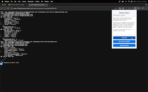 GitHub Diff :: A simple extension to help with GitHub PRs by copying diff contents to ChatGPT and opening raw files.
