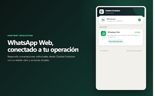 Chatbot Evolution :: Conecta Chatbot Evolution con WhatsApp Web para responder conversaciones individuales desde la plataforma.