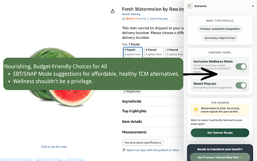 EatTonic :: Shopping companion for food guidance with clearly disclosed affiliate grocery links.